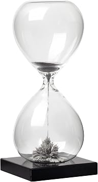 Torre & Tagus Magnetic Hourglass Sand Timer - 30 Second/Half Minute Magnetic Sand Clock with Gray Magnet Iron Powder and Black Base, Hand-Blown Hour Glass for Office Desk, Home Study, Games Room