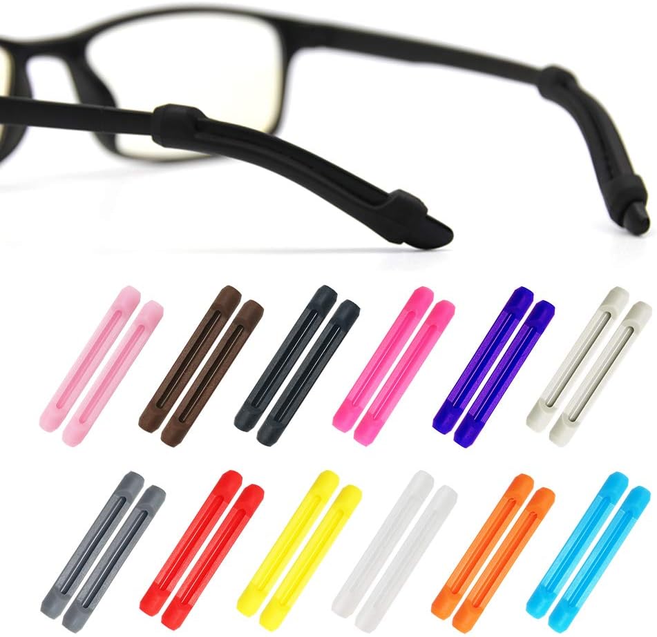 Eyewear Retainer Eyeglass Temple Tip for Kids and Adults Silicone Anti Slip Holder for Glasses Piece Ear Hook - 12 Pairs