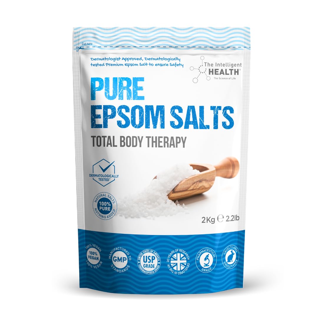 The Intelligent Health Magnesium Sulphate Bath Salts Soak, Muscle Magnesium Epsom Salts for Bathing and Foot Soaking for Women & Men - 2kg Resealable Pouch