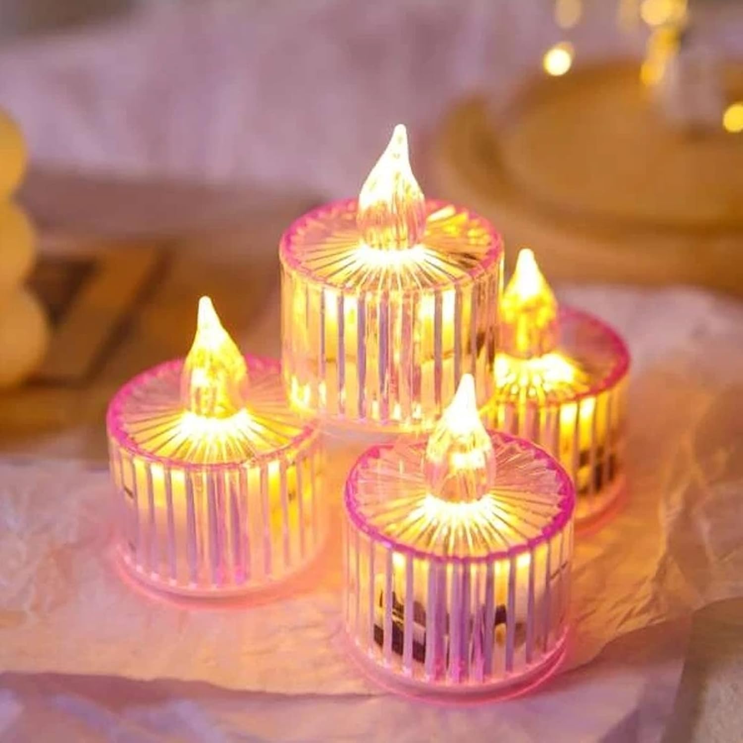 Awadh Candle Light – 6Pcs Decorative Flameless Candle | Battery Operated Tealight for Christmas, Diwali, Wedding, Party & Home Festive Decoration | Diwali Diya-image-44