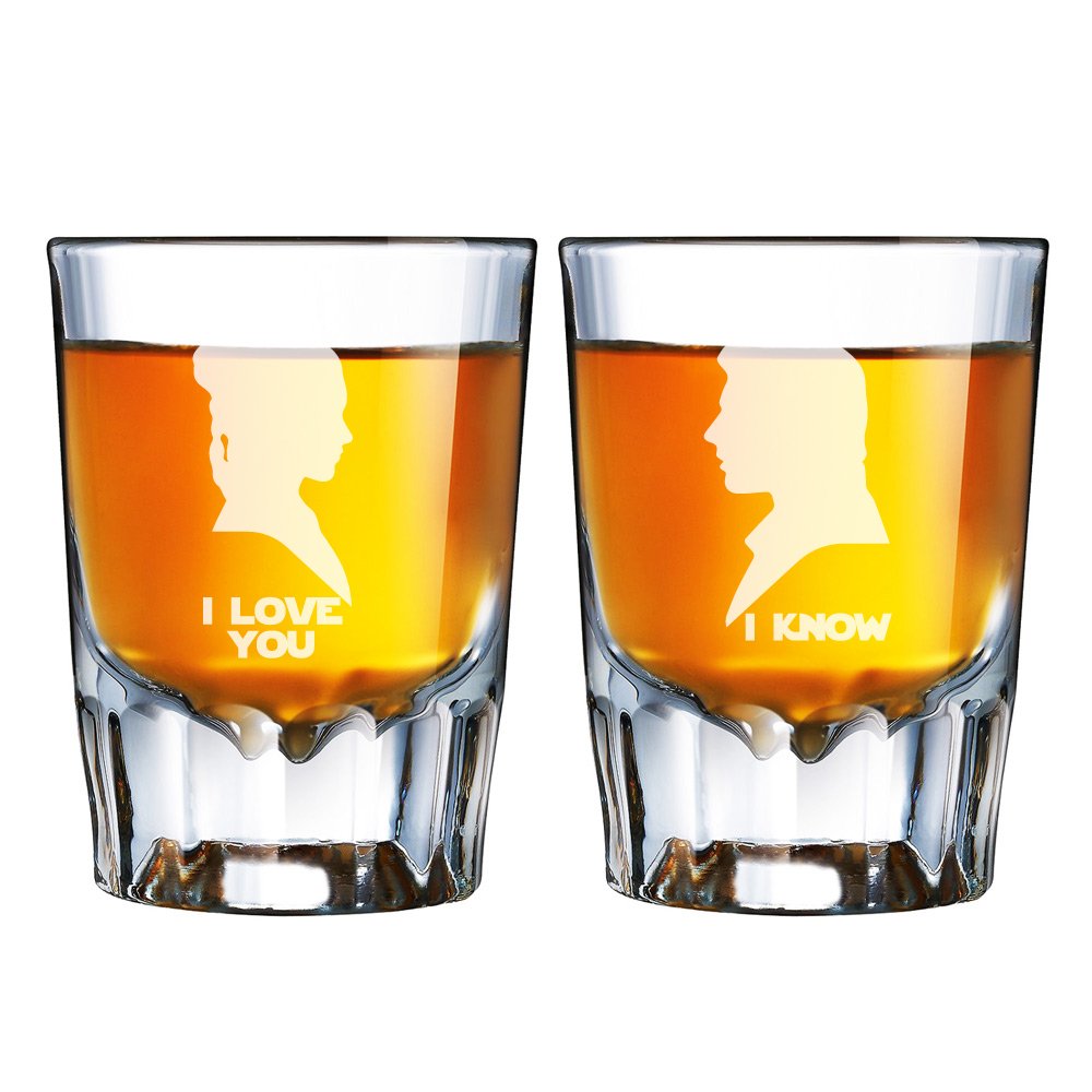 I Love You and I know Engraved Barcraft Fluted Shot Glass Set