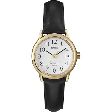 Timex Easy Reader Damen-Armbanduhr, 25 Mm, Schwarzes Lederarmband, T20433 : Timex