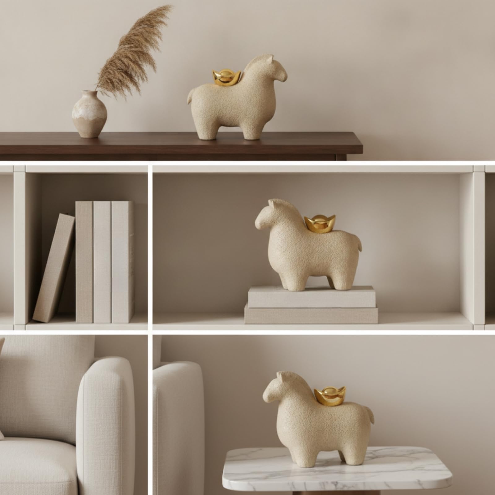 Caballo con Lingote Elegante Figura corativa Caballo con Textura Figura Resina para Recibidor, Style to 3