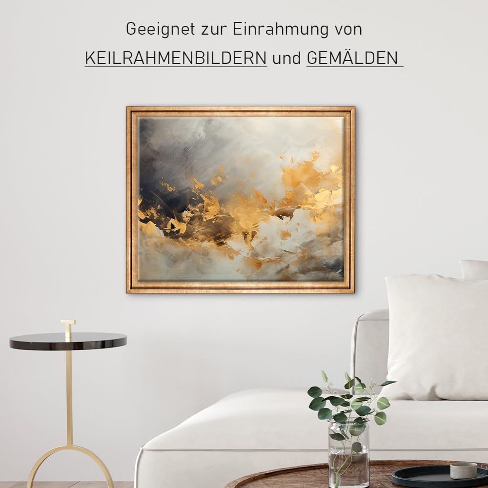 Haak Schattenfugenrahmen Levi in Blattgold 30 X 40 cm für Keilrahmenbilder und Leinwände Glanz Edition