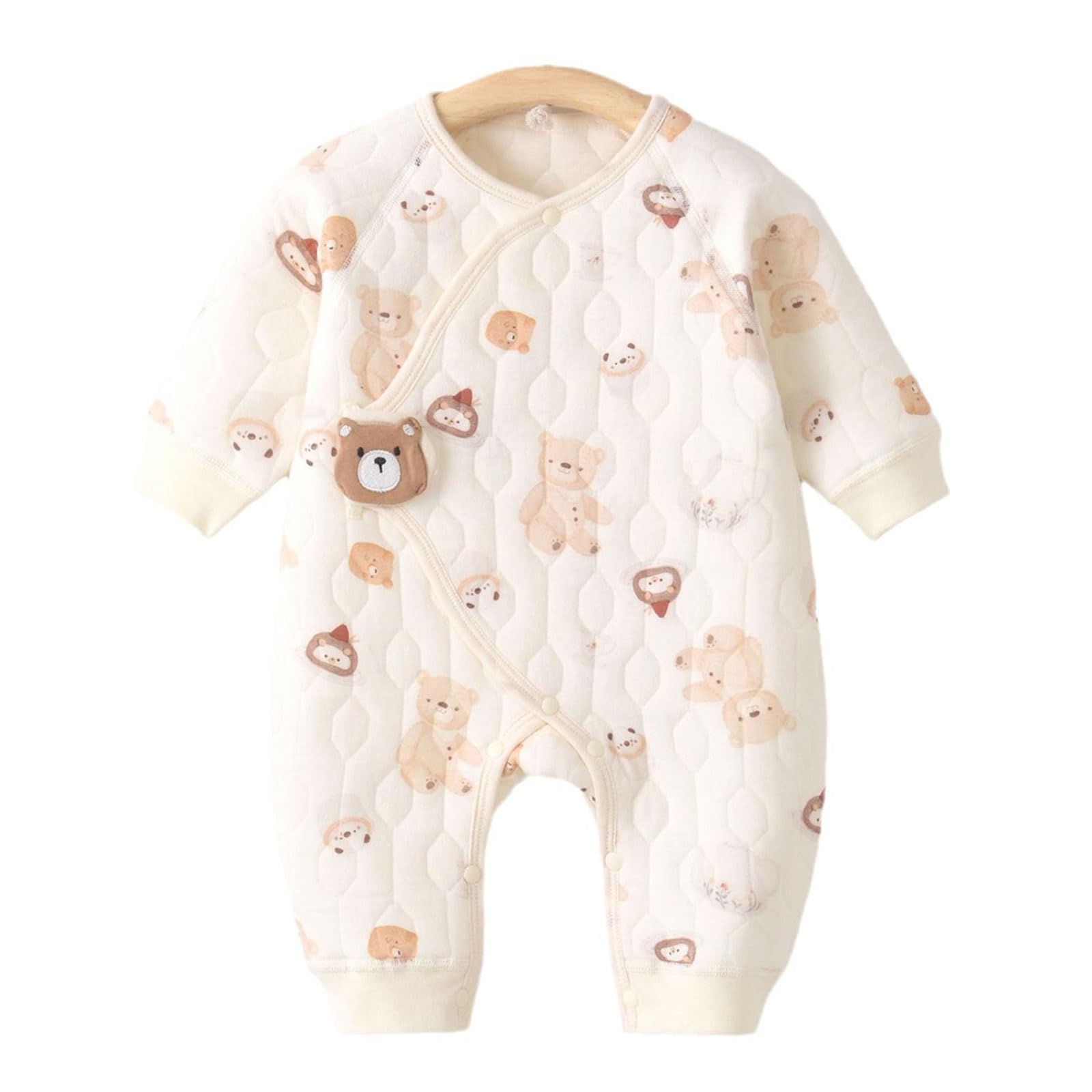 Mameluco infantil unisex para otoño e invierno, de algodón, acolchado, de manga larga, para recién nacidos de 0 a 1 meses
