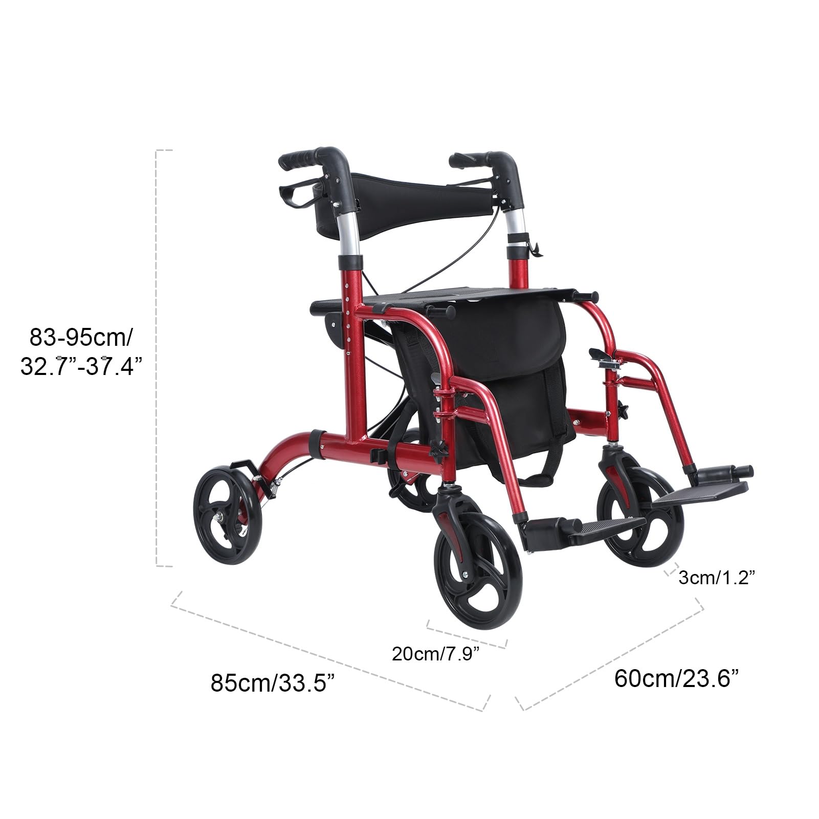 Andador con ruedas para personas mayores, ligero y plegable con bolsa de almacenamiento, altura ajustable mejorada, andador de 4 ruedas con asiento y frenos para personas mayores y adultos,