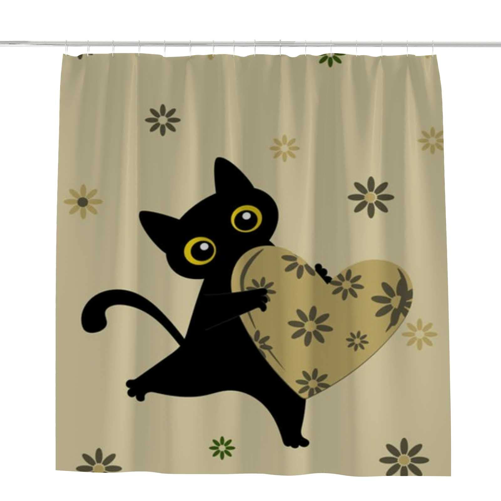 Rideau de douche en polyester chat noir CHEHONG 182x183 cm