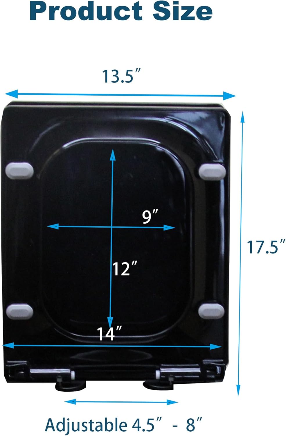 Rectangular Toilet Seat Soft Close Quick Release Install PP Plastic For Square Toilet Replacement Cover Lid,Glossy Black