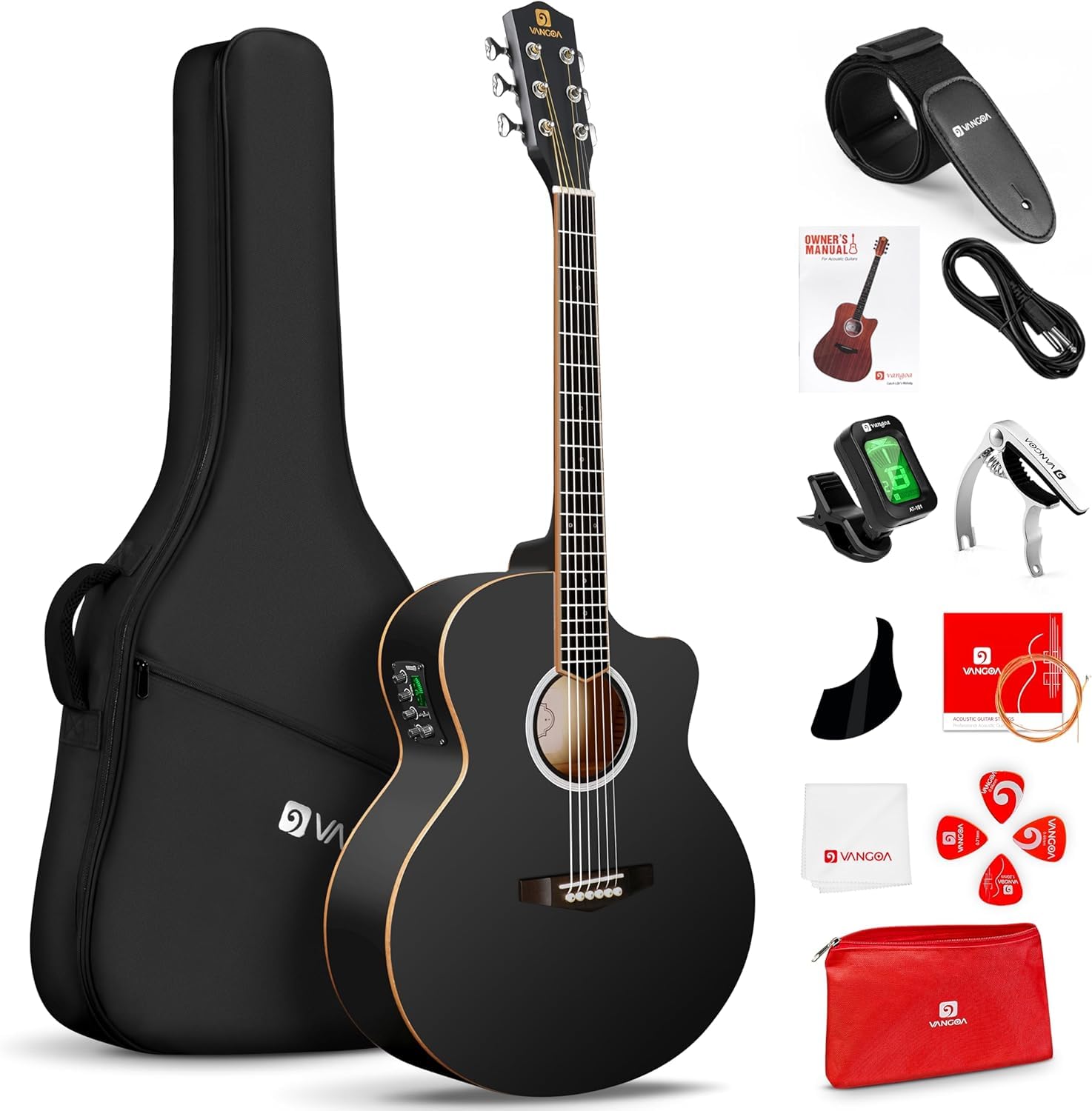 Amazon | Vangoa 3/4 エレキアコースティックギターキット 初心者向け