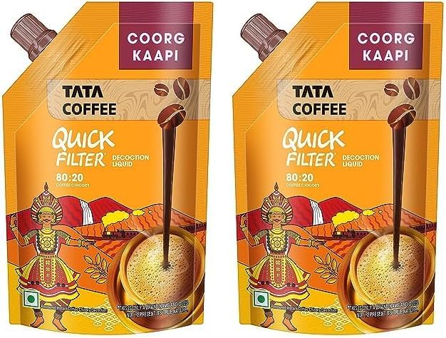 Tata Coffee Quick Filter Coorg Kaapi Decoction Liquid, Coffee 80, Chicory 20, 200 ml (Pack of 2)