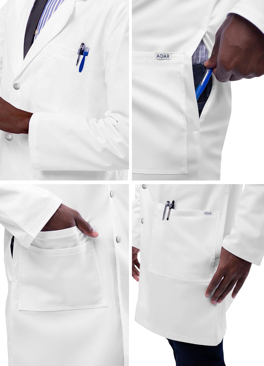 Adar Universal Stretch Unisex Lab Coat - 36" Snap Front Lab Coat - Image 4
