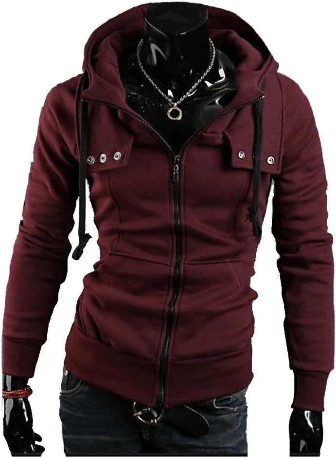 MN FSHN Men's Modern Fasion Hooded Sweatshirt M104, Red Wine XX-Large