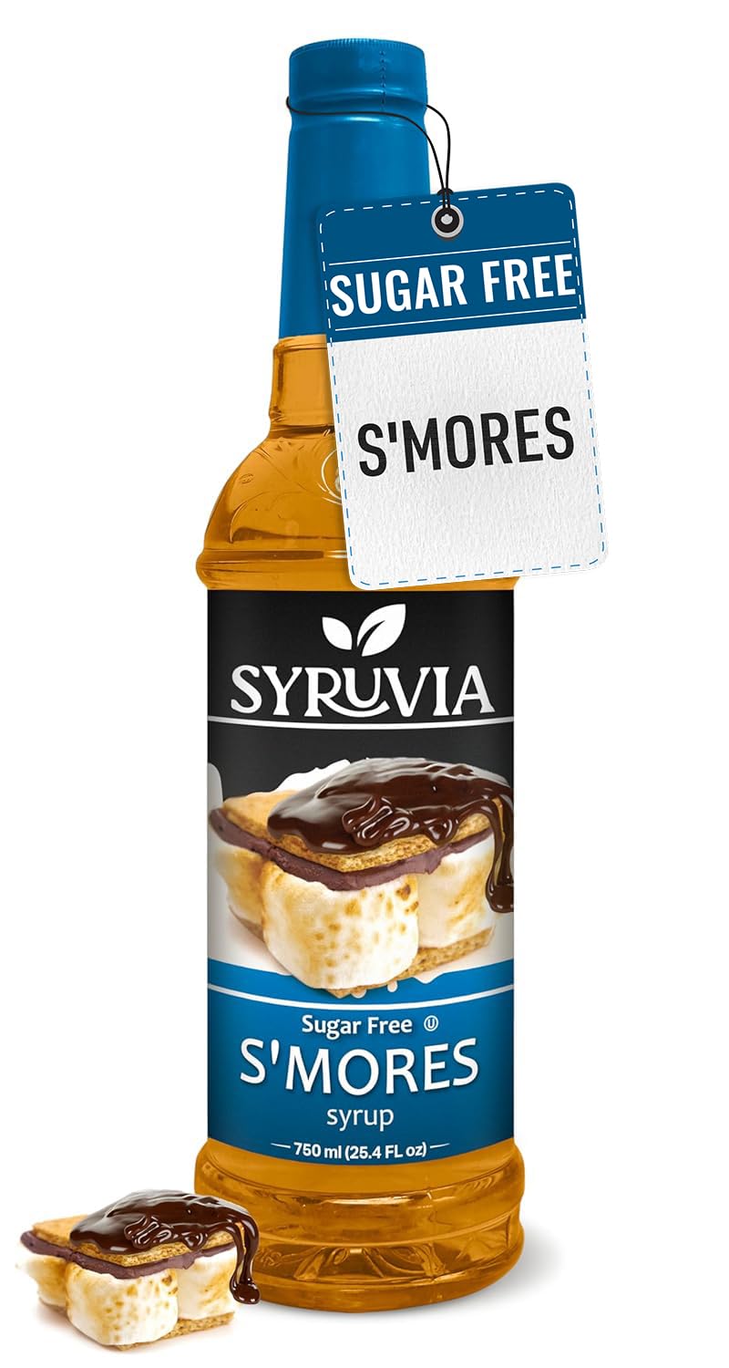 Syruvia Sugar Free Coffee Syrup, S'mores Flavored Syrup for Drinks, Lattes, and Desserts – 25.4 fl oz