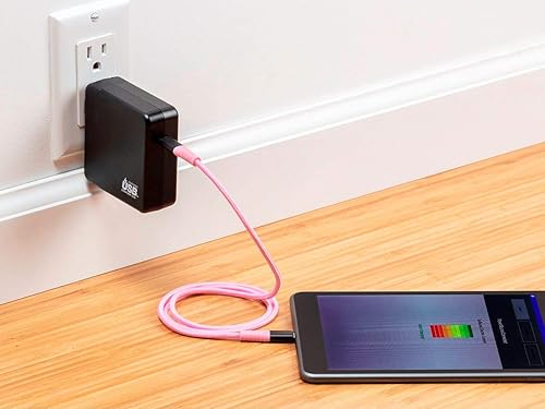 Miniatura 6 de Monoprice Durable USB 2.0 Tipo-C Carga y Sincronización Kevlar reforzado Nylon Braid Cable - 3 pies - Rosa, 5A100W, conectores de aluminio de alta