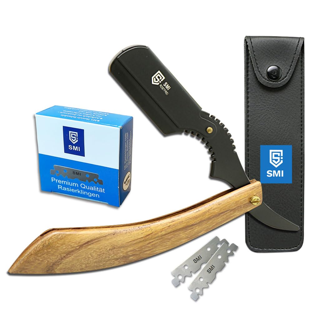 SMI Navaja Afeitar Navaja De Afeitar Hombre Navaja Barbero Navaja Afeitar Barbero Con 100 Cuchillas y Estuche (Navaja - 1216)