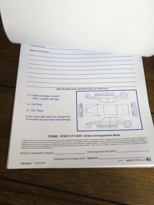 Auto Body Shop Checklist Pad Free Basic Vehicle Inspection Checklist ...