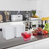 Vista 6 de WAQIAGO 150 bandejas de plástico desechables resistentes con bisagras de 5 x 5 pulgadas, recipientes desechables para llevar para ensaladas, frutas