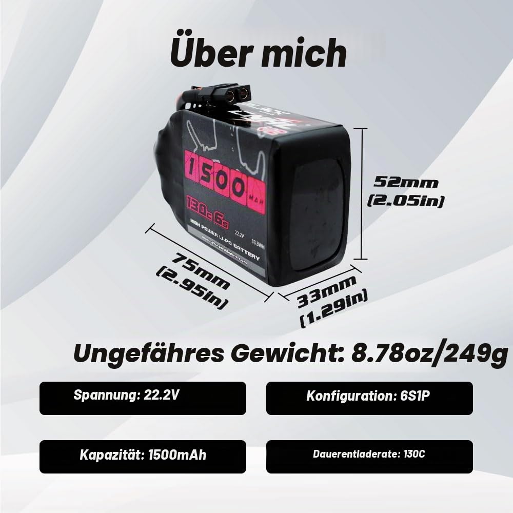 CNHL Black Series 6S 1500mAh 22,2V 130C Lipo Akku für Vortex LRC Freestyle V1 RC Boot Heli Flugzeug UAV Drone FPV Multi-Motor Hobby DIY Teile