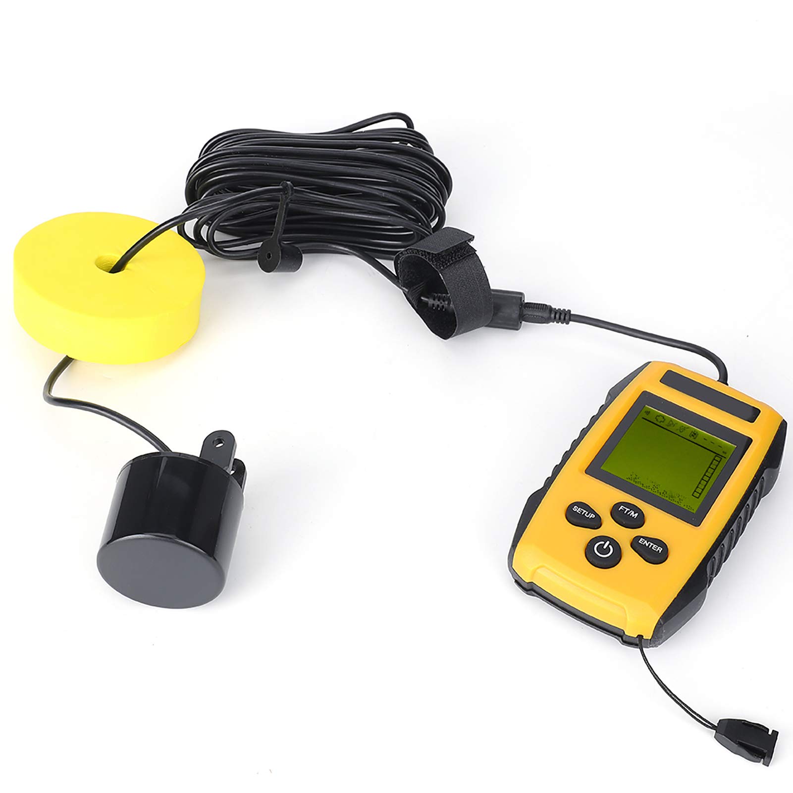 Tragbares Fisch Tiefenmesser Wasser Smart Fischfinder für Angeln | Tragbares Marinegerät Fisch Finder Geber mit TN/UV Geschütztes LCD, 200-khz Sonarstrahl, Tiefenbereich 0,7 m bis 100 m