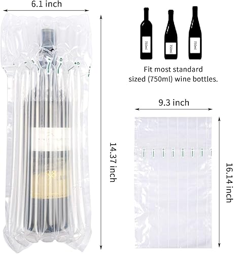 Miniatura 5 de Kyrieval Paquete de 50 bolsas de vino para viajes, bolsas de viaje de vino para botellas de vino, protector de botella de vino inflable para envío