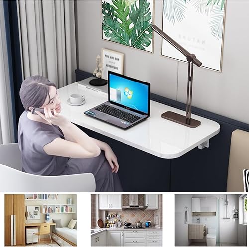 Miniatura 4 de Mesa plegable flotante para lavandería, mesa de madera montada en la pared, soporte resistente, mesa de comedor de hojas caídas, mesa de pared