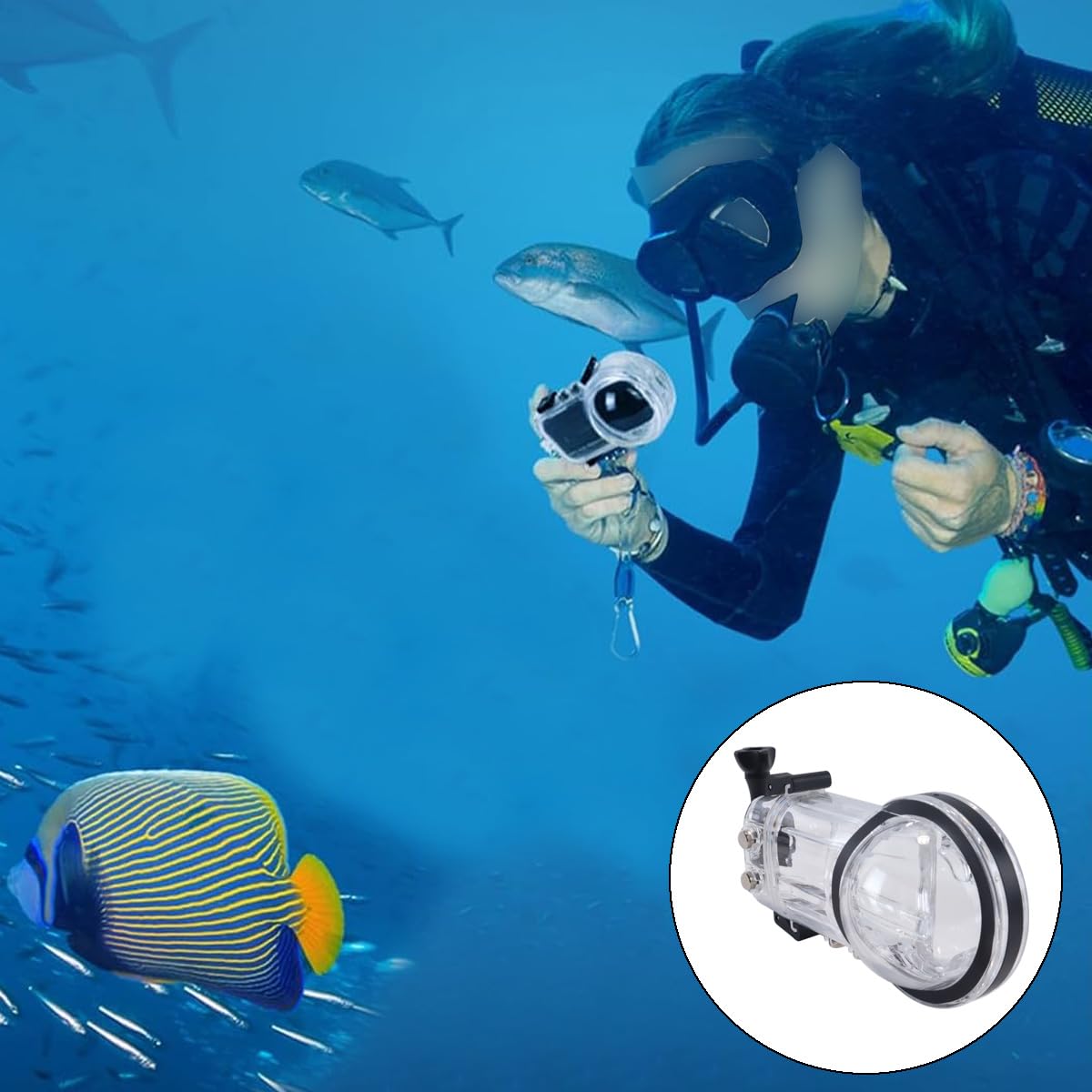 Huba Boîtier de plongée pour caméra panoramique X4 50 m étanche avec lentille anti-reflet