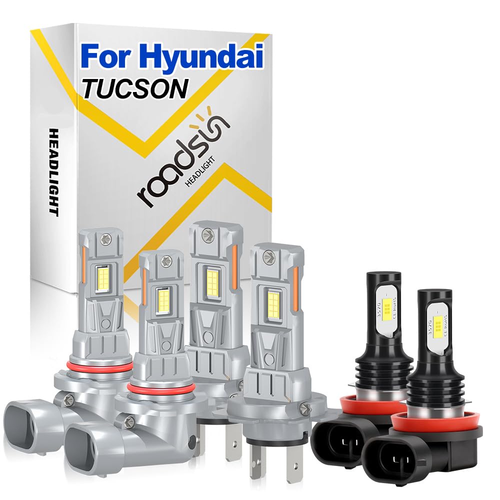 Bombillas LED Para Faros, 120W, 6000K Blanca, 9005/H7 Luz de carretera y luz de cruce, H11 Luz Antiniebla, Luces LED anti-deslumbramiento, tubo de cobre único, For Hyundai TUCSON 2019-2023