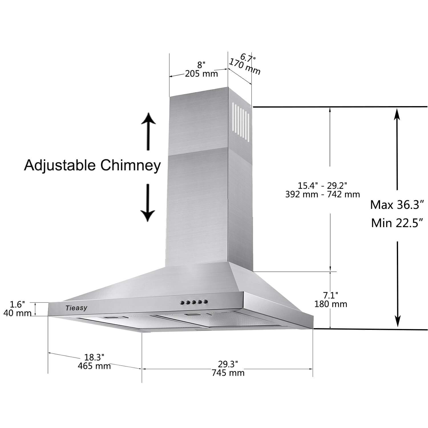 Wall Mount Range Hood 30 inch with Ducted/Ductless Convertible Duct