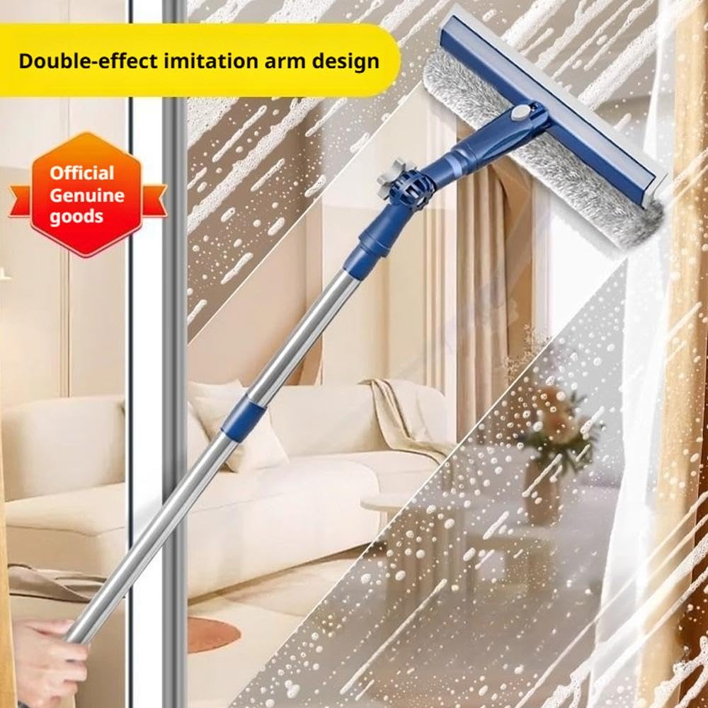 Equipo de limpieza de ventanas, herramienta de lavado de ventanas con boquilla 2 en 1 y boquilla giratoria, herramientas de limpieza de vidrios para ventanas altas interiores/exteriores