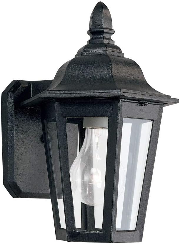 Generation Lighting 8822-12 1-Light Brentwood Outdoor Wall Lamp Black 8822-12, Outdoor Lights Make Charming Wall Lamps for Outdoor Decor, Wall Light Fixture Uses A19 Standard or LED Light Bulb