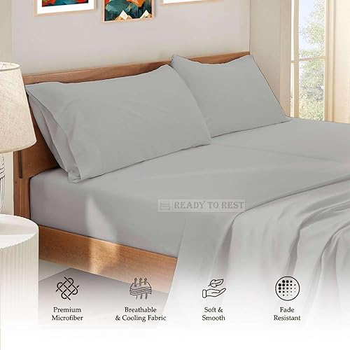 Miniatura 4 de Sábanas divididas tamaño King, sábanas ajustables divididas tamaño King de 5 piezas para dormir con números, sábanas de microfibra ultrasuave de