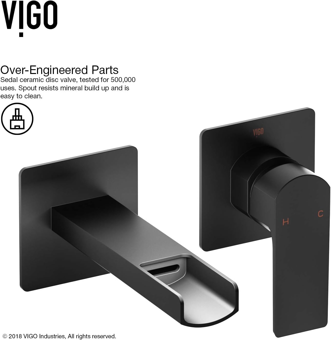 Black Friday - 60% OFF VIGO VG05005MB 5 H Atticus Matte Black 1-Handle 2-Hole Wall-Mount WaterSense Bathroom Sink Faucet