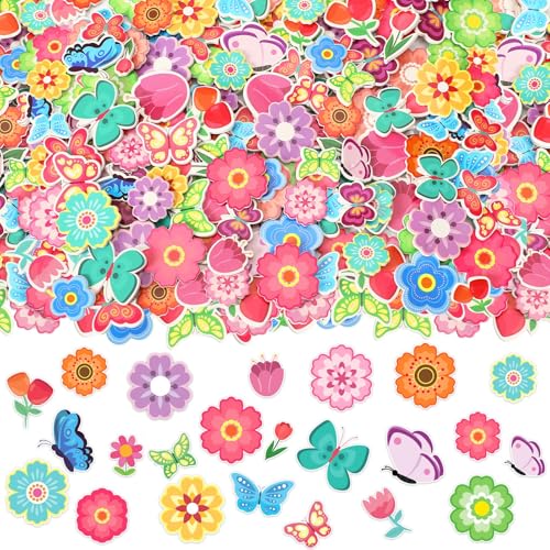 SEPGLITTER 600Pcs Flower Foam Stickers Spring Butterfly Adhesive Stickers