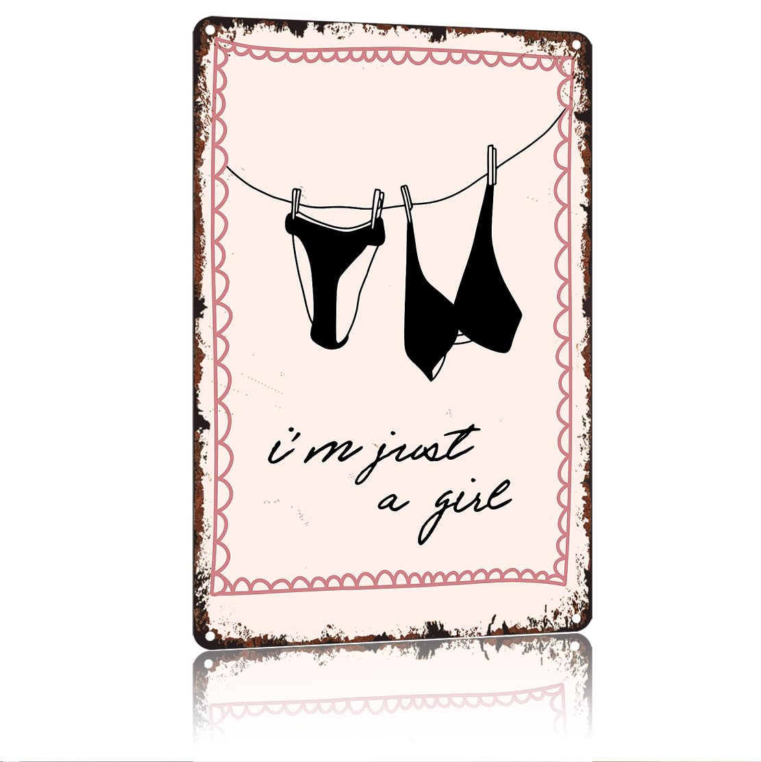 peiyeety I'M Just A Girl Funny 8x12 Inch Aluminum Vintage Metal Tin Signs-For Living Room Kitchen Bedroom Patio Porch Men'S Nest Wall Decor