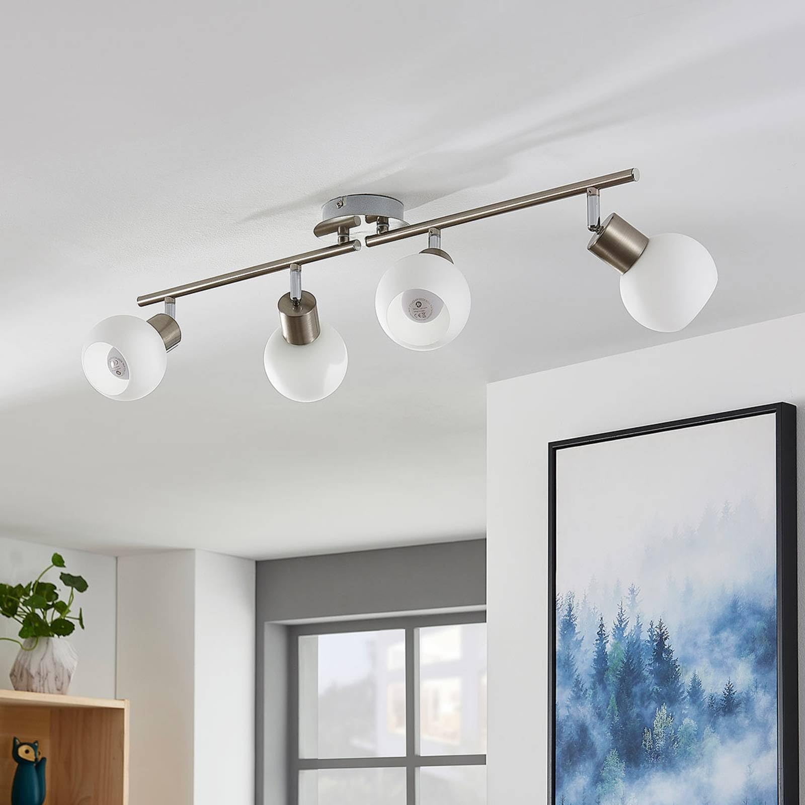 Lindby Deckenlampe drehbar schwenkbar Strahler Deckenstrahler Metall Glas 4x E14 ohne Leuchtmittel