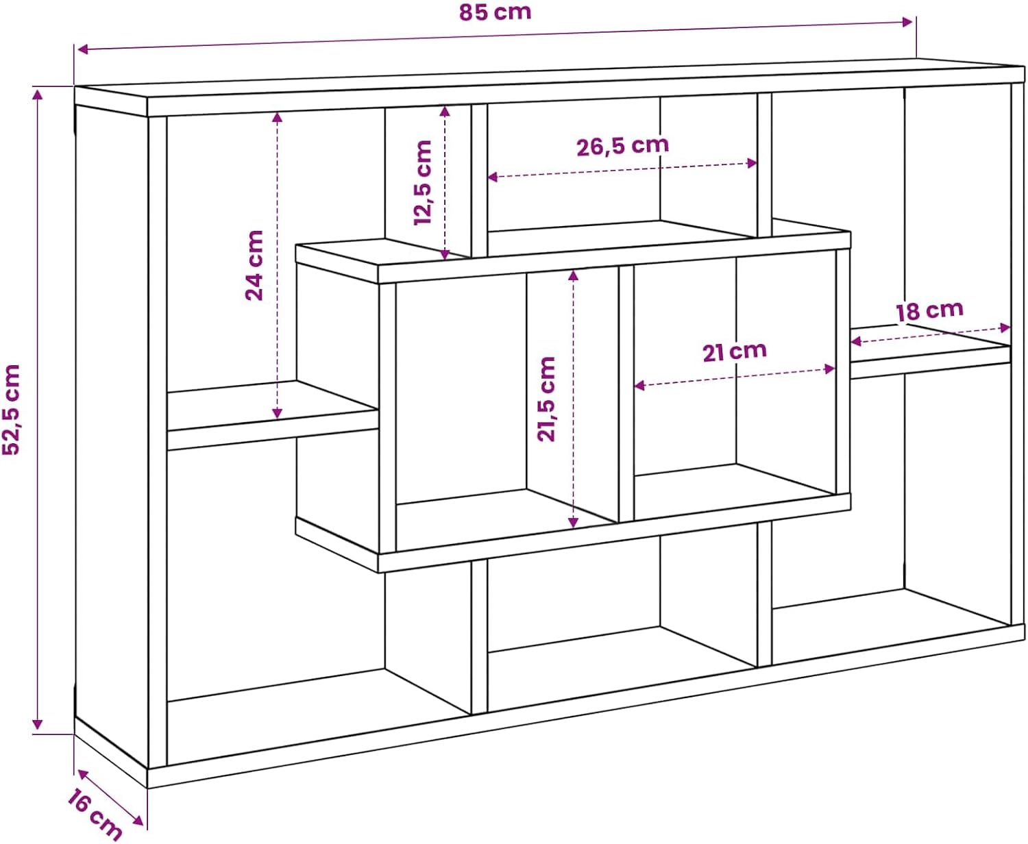 vidaXL Wall Shelf Black Oak 33.46 x 6.30 x 20.67 in Engineered Wood, Chic Rectangular Wall Shelf for the Living Room, Plenty of Storage, Perfect for Displaying Minimalist Style