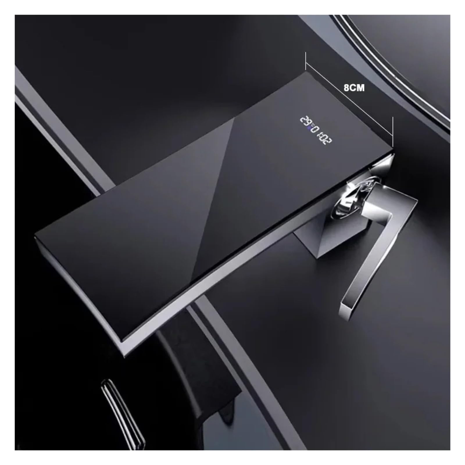 Rubinetto per bagno a cascata, miscelatore per lavabo in ottone con display a LED, montaggio su piano caldo freddo,Controllo del flusso(Gunmetal gray)