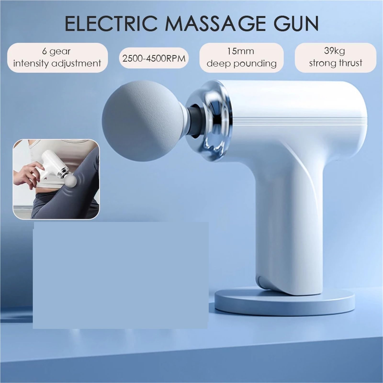 Masajeador portátil, Pistola De Masaje Eléctrica Portátil USB, Mini Fascia, Vibración Alta Frecuencia, Relajación Músculos Corporales(White)