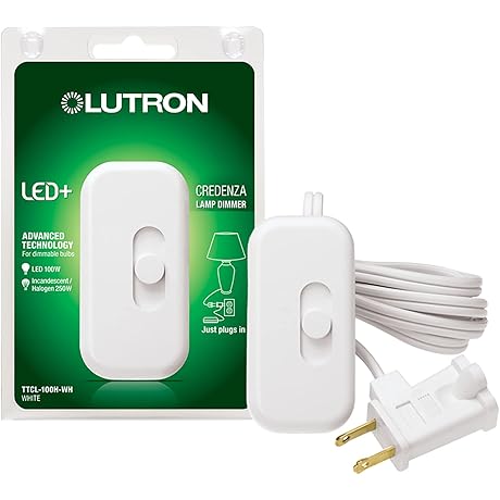 Lutron TTCL-100H-WH White Portable Dimmer for CFL and LED Bulbs