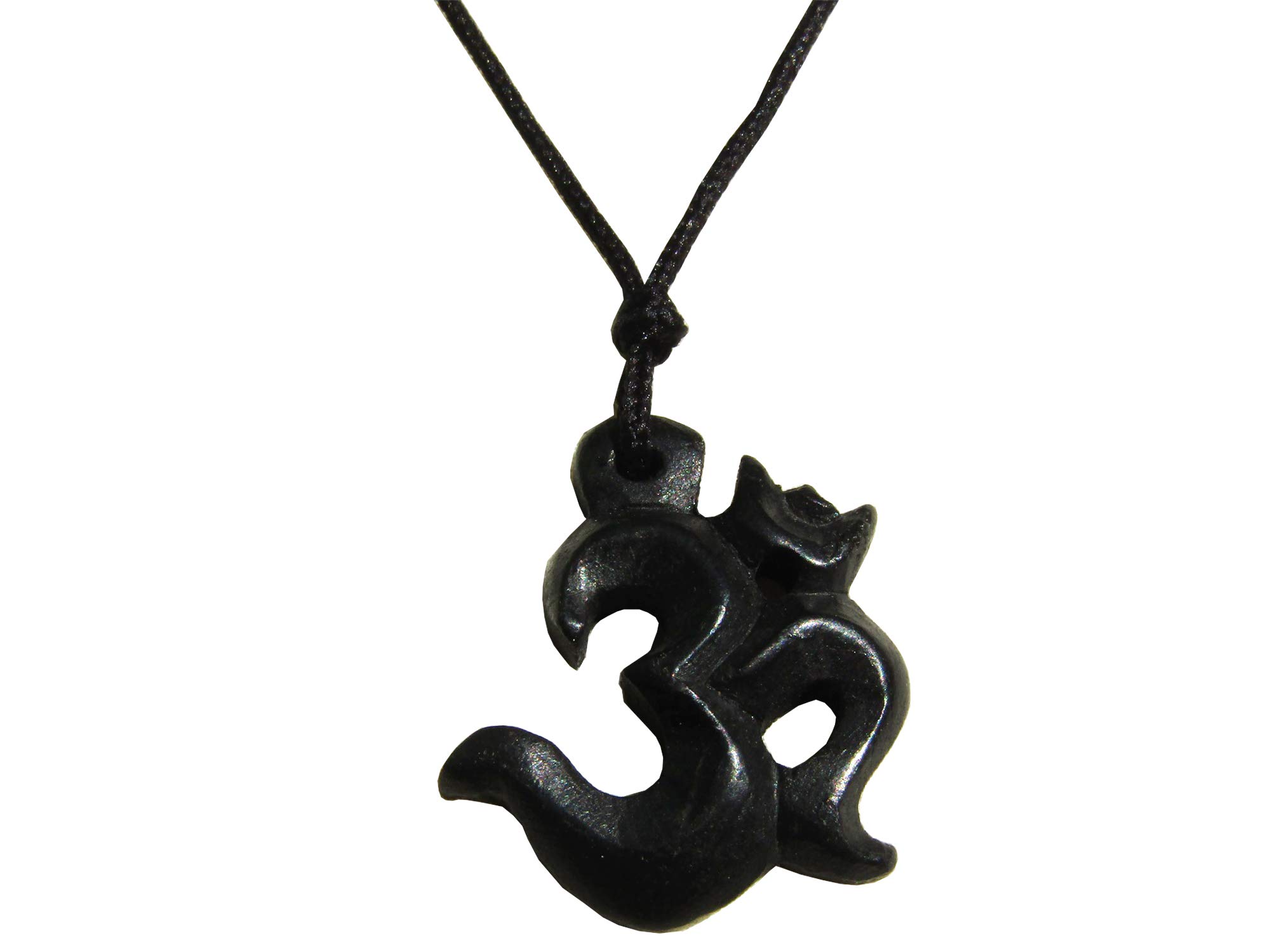WanPosh Handmade Soapstone Om Ohm Pendant Sound of The Universe Symbol Charm Necklace.