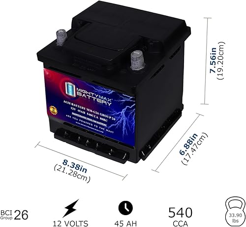 Miniatura 8 de Mighty Max Battery MM-H8 Arrancar y detener coche BCI Group 49 12V 95Ah, 160RC, 900 CCA batería recargable del coche AGM