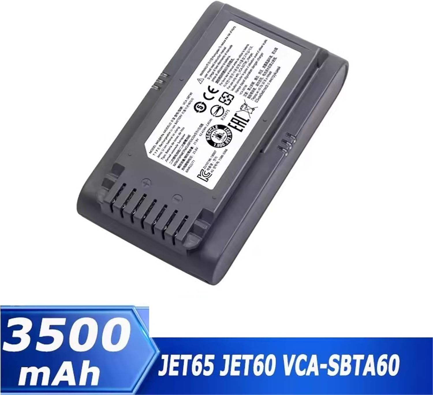 21.6V 5000mAh Dust Collector Replacement Battery，Compatible For Samsung，JET65 JET60 VCA-SBTA60(3500MAH 1pcs)