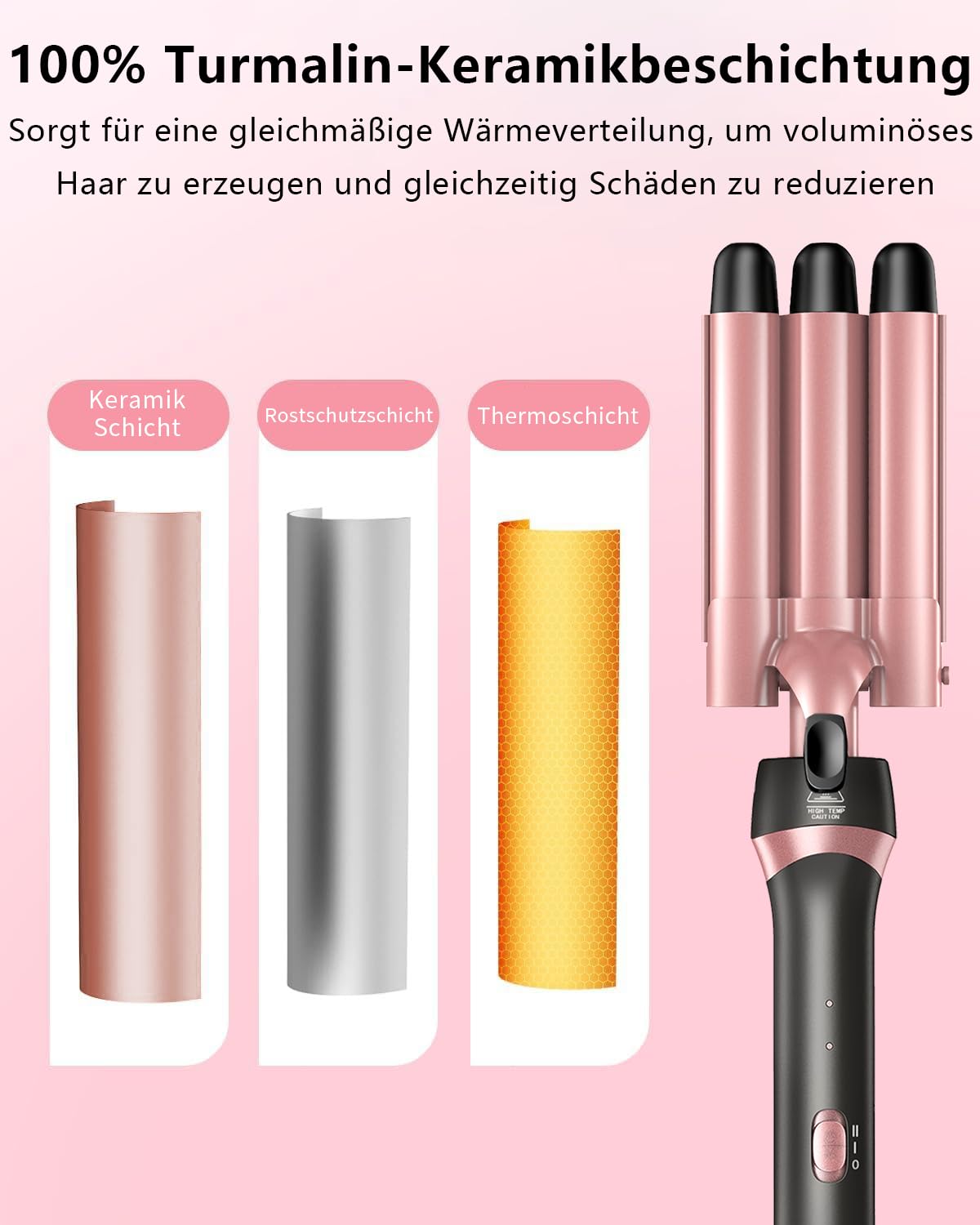 5 in 1 Lockenstab Set mit 3-Barrel Crimper, Austauschbare Keramikaufsätze Schnelles Aufheizen Dual-Spannung für alle Haartypen Locken & Blowout, Haarstyling Geschenk für Frauen