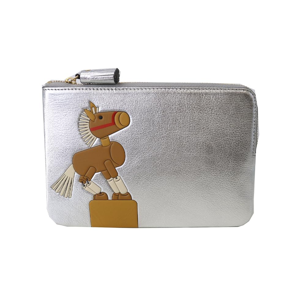 Anya Hindmarch ANYA HINDMARCH アニヤハインドマーチ 5050925204729 Zip Loose Pocket Horse in Soft Metallic Capra Silver ポーチ 小物入れ 大きめ 馬 ギフト プレゼント ブラ