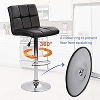 Vista 5 de Dkeli Juego de 2 taburetes de bar giratorios de altura ajustable con respaldo de piel sintética duradera, silla de comedor moderna y alta para sala
