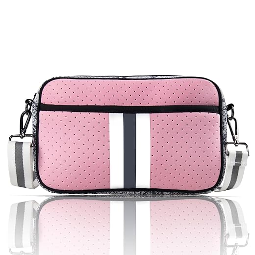 HBMIANICE Crossbody Bags for Women, Neoprene Crossbody Bag, Neoprene Bag, Shoulder Bag Messenger Bag Purses Waterproof with Adjustable Detachable Strap(Pink)