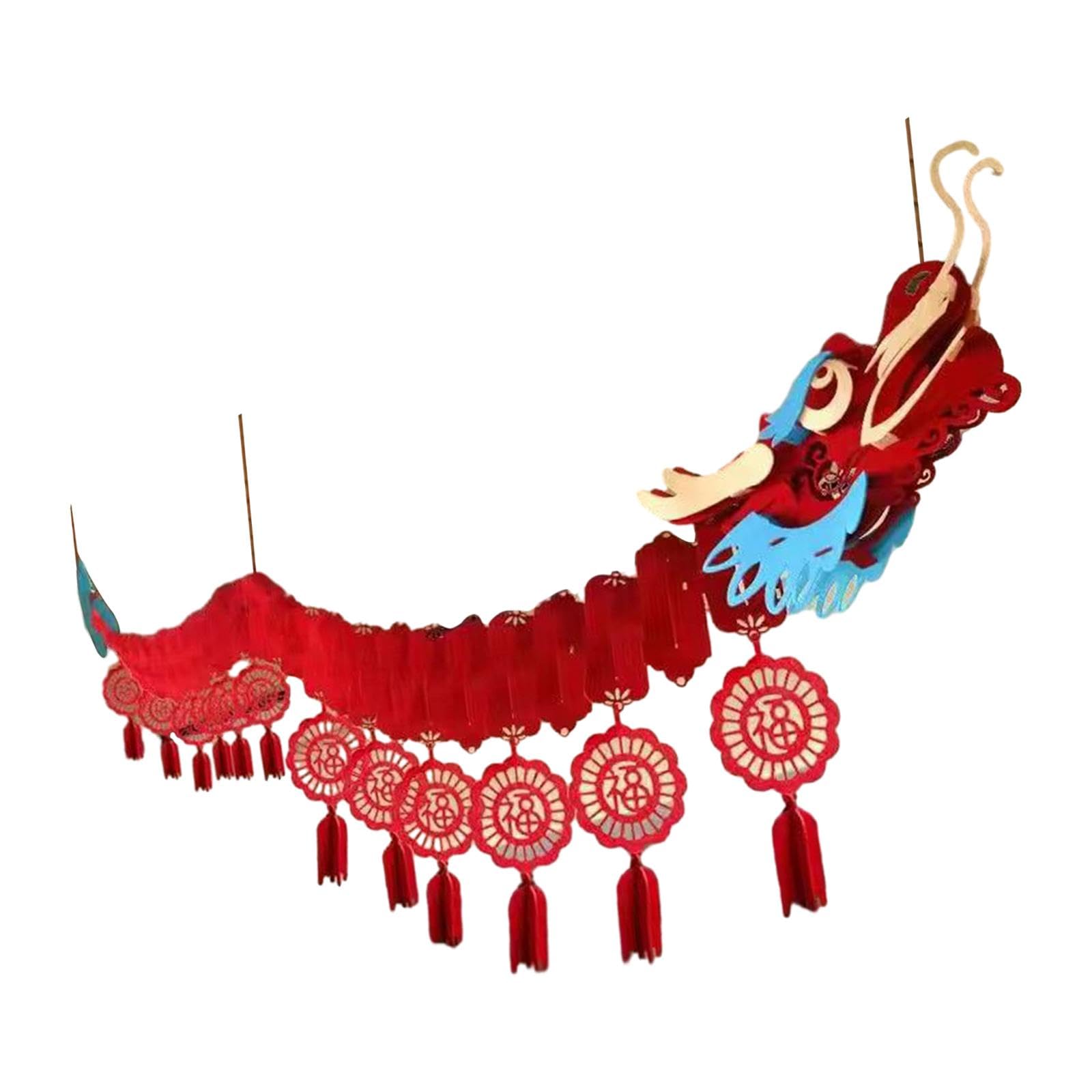 Chinesische Neujahrsdekoration – 21-teiliges Set Mit 3D Drache & Roten Papierlaternen Für Mondneujahr