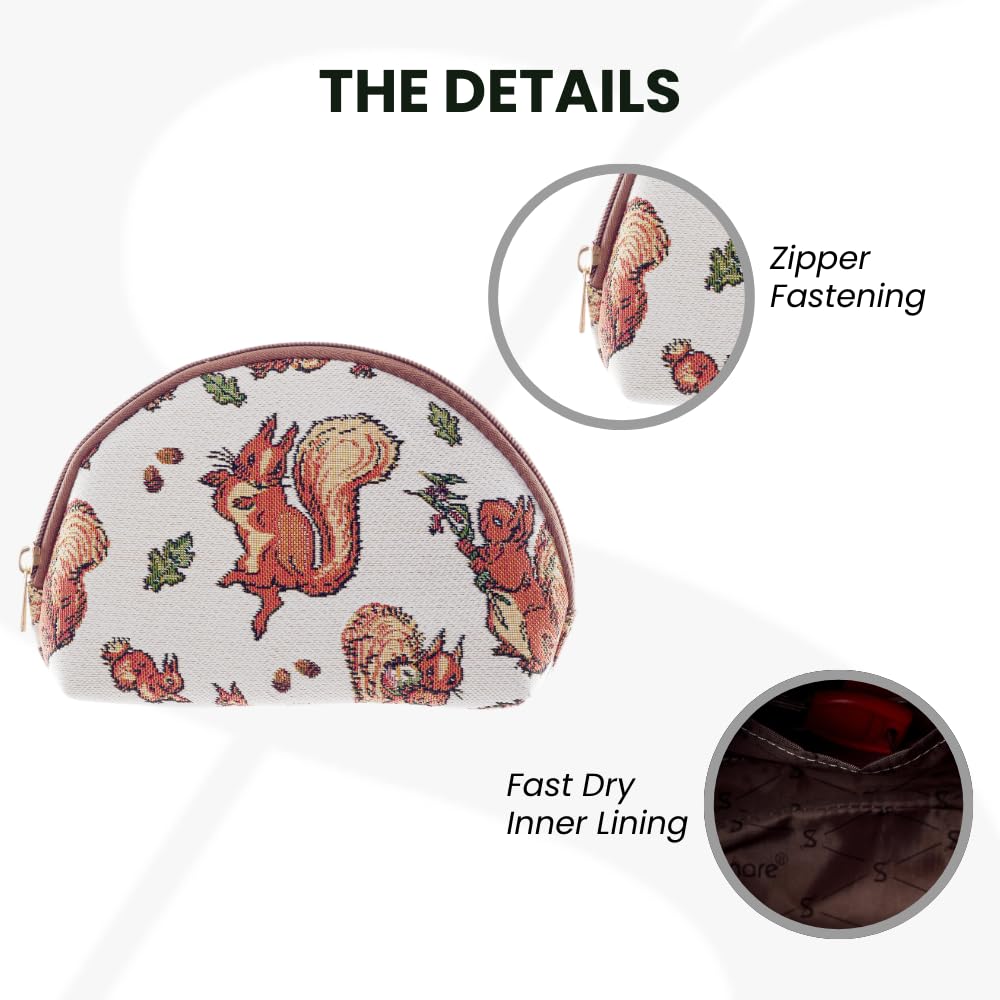 Peter Rabbit Licensed Squirrel Pattern Cosmetic Bag, Woven Tapestry Fabric, 21 x 7 x 13 cm - Image 3