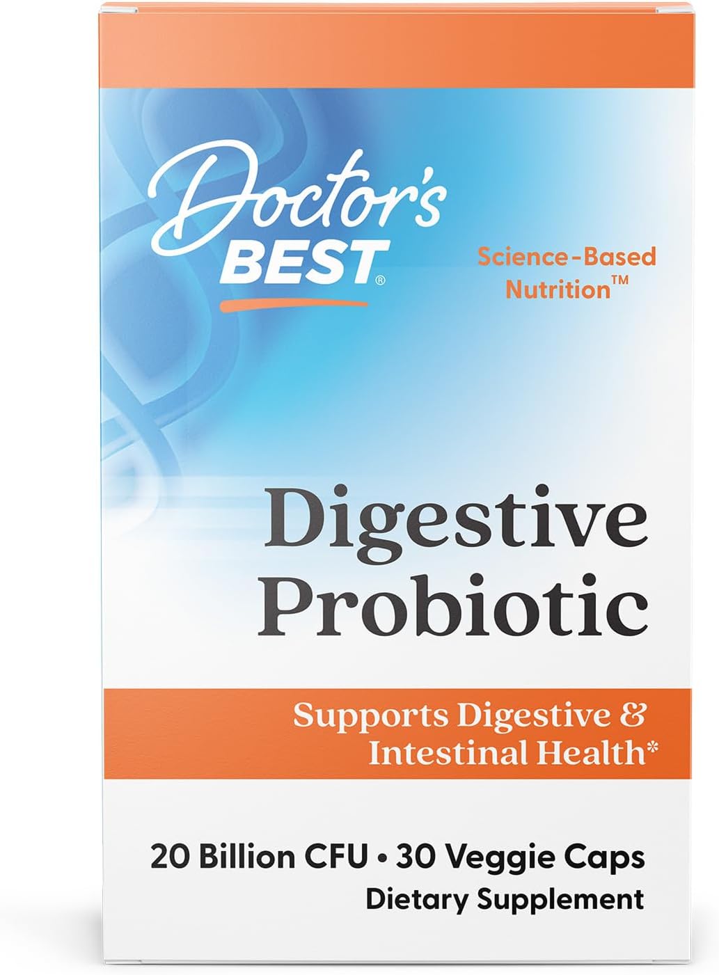 Doctor's Best Digestive Probiotic Capsules for Women & Men, 30 Veg Caps | Probiotics Supplement for Digestive Health, Supports Gut Health & Balanced Flora, 20 Billion CFU, Daily Nutrition Support