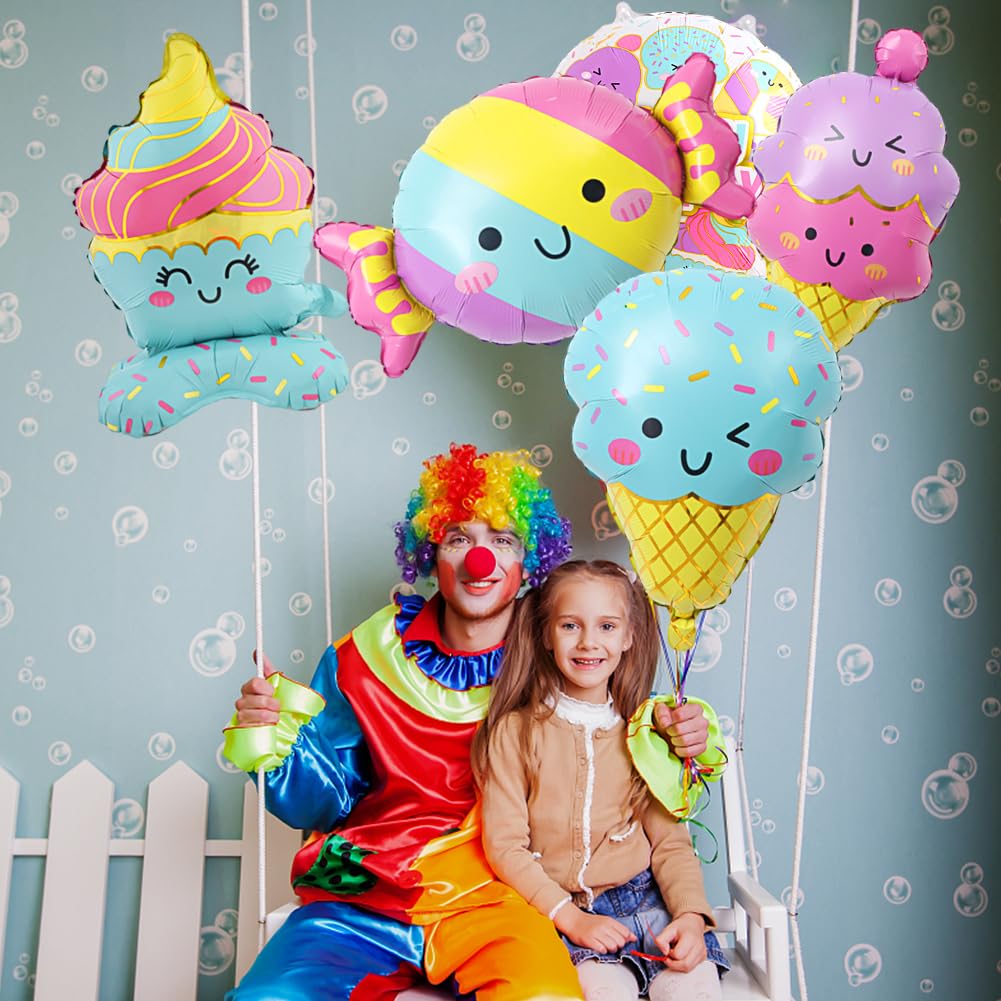 WERNNSAI Banner di compleanno con gelato - Decorazioni per feste di gelato per bambini e ragazze, striscione di compleanno con bandierine rosa estive per feste estive da appendere decorazione da